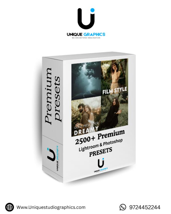 2500+ Premium Lightroom & Photoshop Presets Pack | Unique Graphics